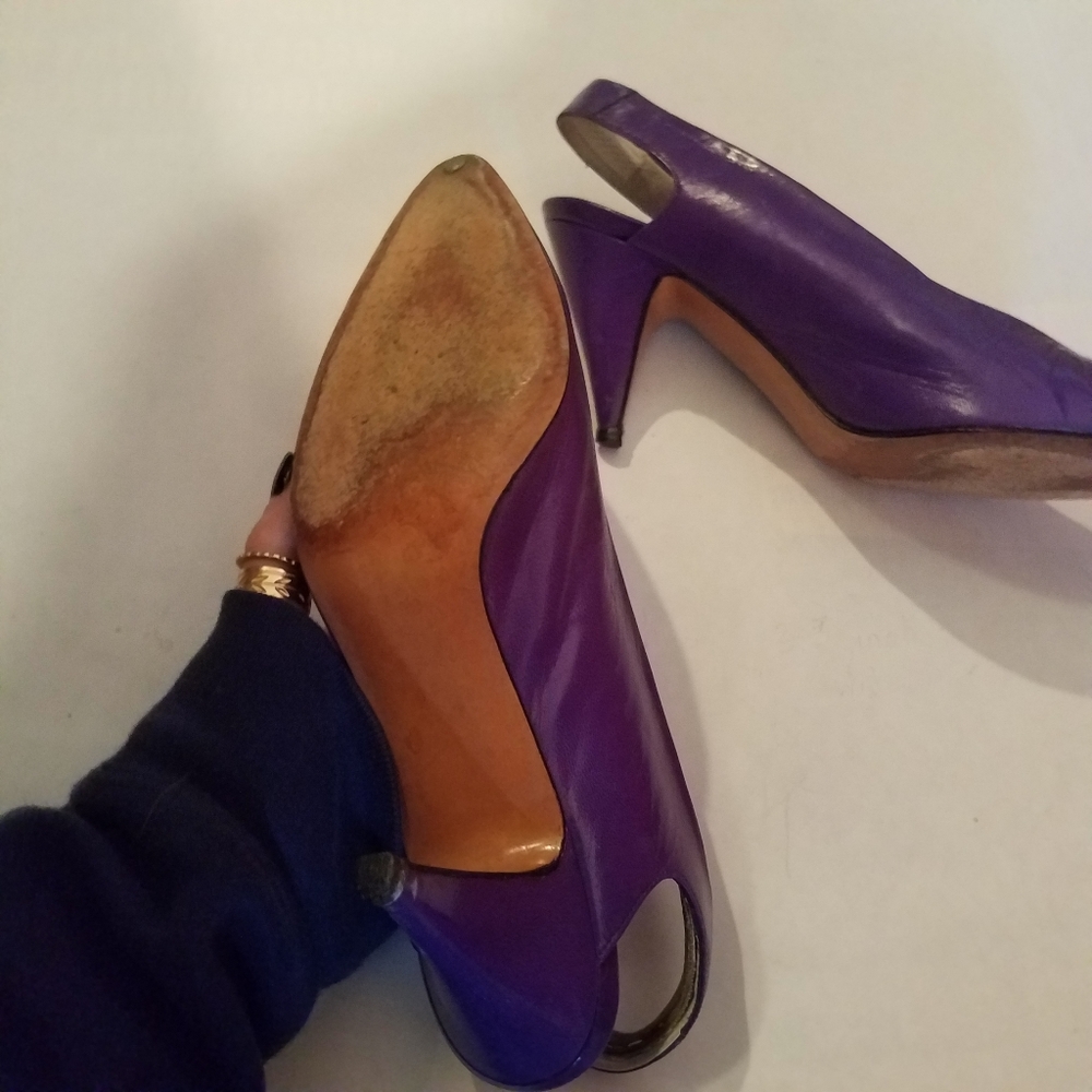 Vintage purple sling back classic pumps Size 6.5M - Picture 4 of 5